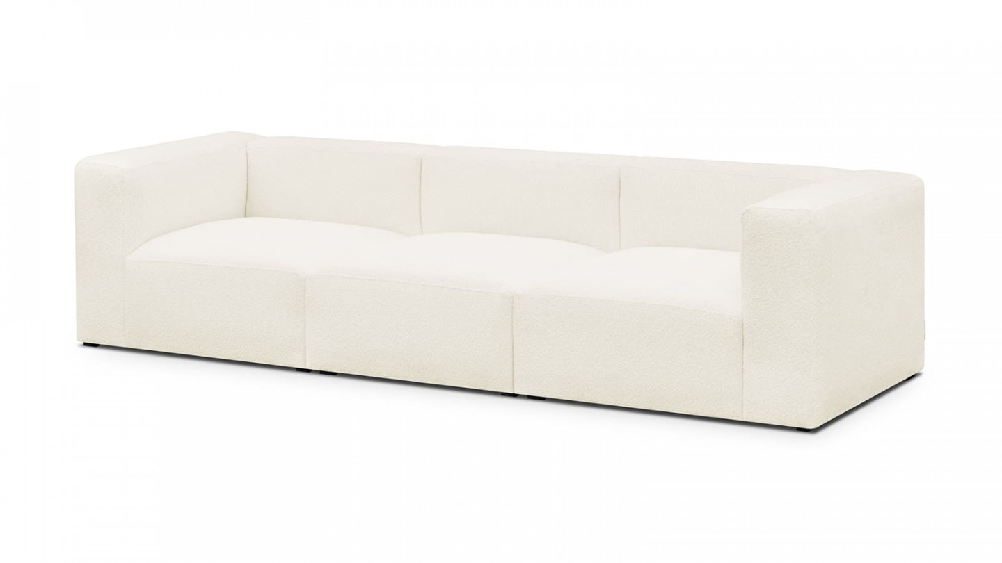 Canapé modulable 4 places en tissu bouclette écru - Modulo Canapé modulable 4 places en tissu bouclette écru - Modulo