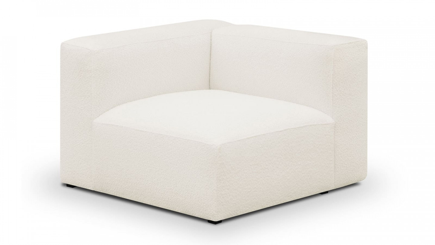 Canapé modulable 3 places en tissu bouclette écru - Modulo Canapé modulable 3 places en tissu bouclette écru - Modulo