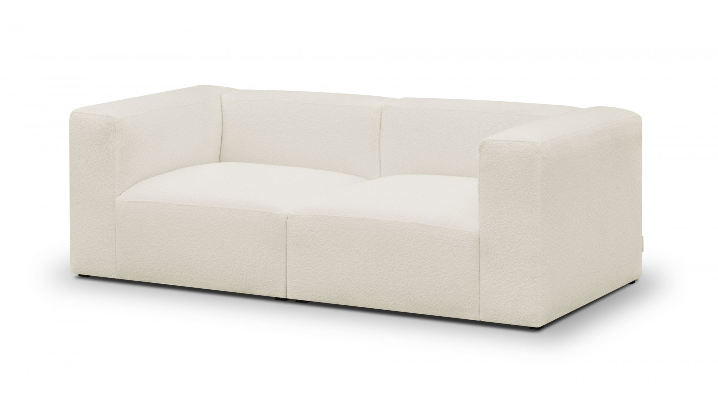 Canapé modulable 3 places en tissu bouclette écru - Modulo Canapé modulable 3 places en tissu bouclette écru - Modulo