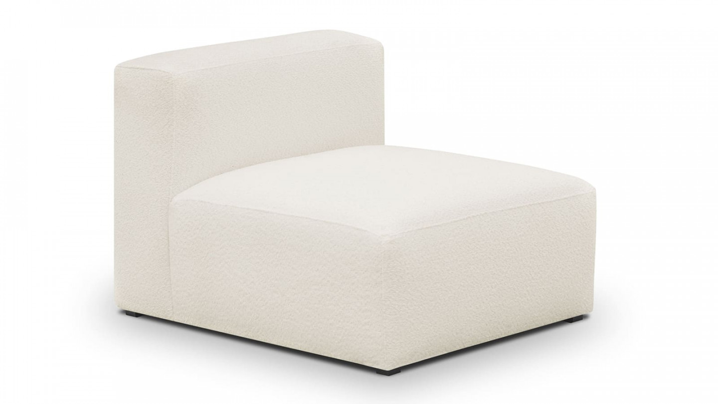 Canapé d'angle à droite modulable avec méridienne 4 places en tissu bouclette écru - Modulo Canapé d'angle à droite modulable avec méridienne 4 places en tissu bouclette écru - Modulo