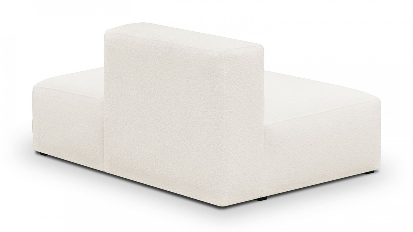 Canapé d'angle à gauche modulable avec méridienne 3/4 places en tissu bouclette écru - Modulo Canapé d'angle à gauche modulable avec méridienne 3/4 places en tissu bouclette écru - Modulo