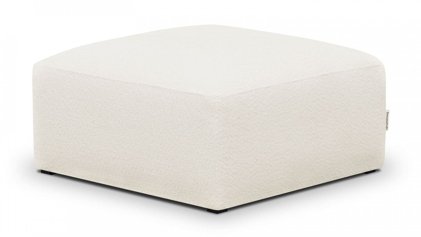 Pouf / repose-pieds modulable en tissu bouclette écru - Modulo