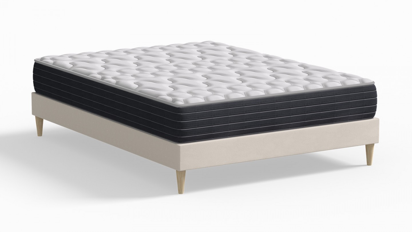 Ensemble lit adulte 160x200 cm en velours beige Dina + Matelas mémoire de forme Memo HR