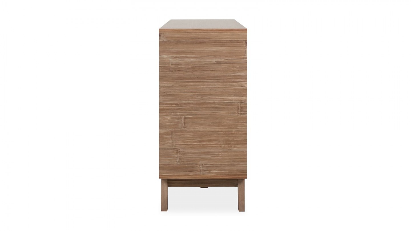 Buffet 2 portes 3 tiroirs effet bambou 120 cm - Romi