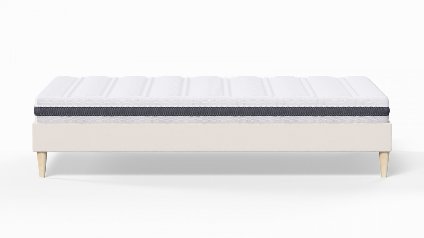 Ensemble lit adulte 160x200 cm en velours beige Dina + Matelas ressorts ensachés Mousse HR