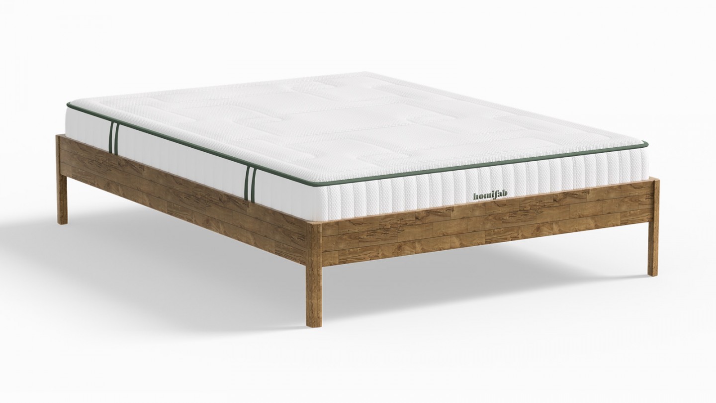 Ensemble lit adulte 180x200 cm en chêne massif Aina + Matelas Latex naturel Latex Luxury