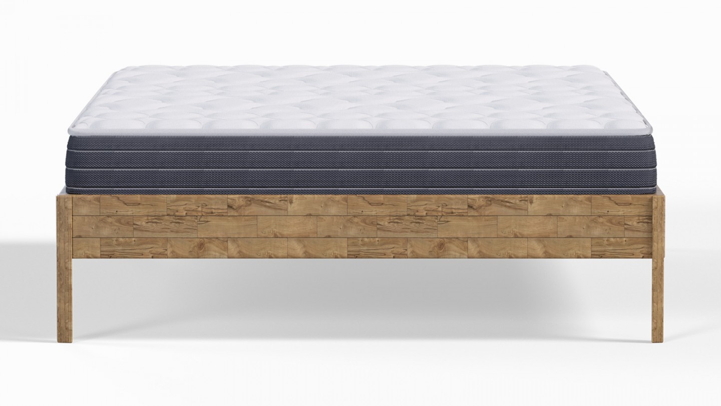 Ensemble lit adulte 160x200 cm en chêne massif Aina + Matelas mémoire de forme Memo HR