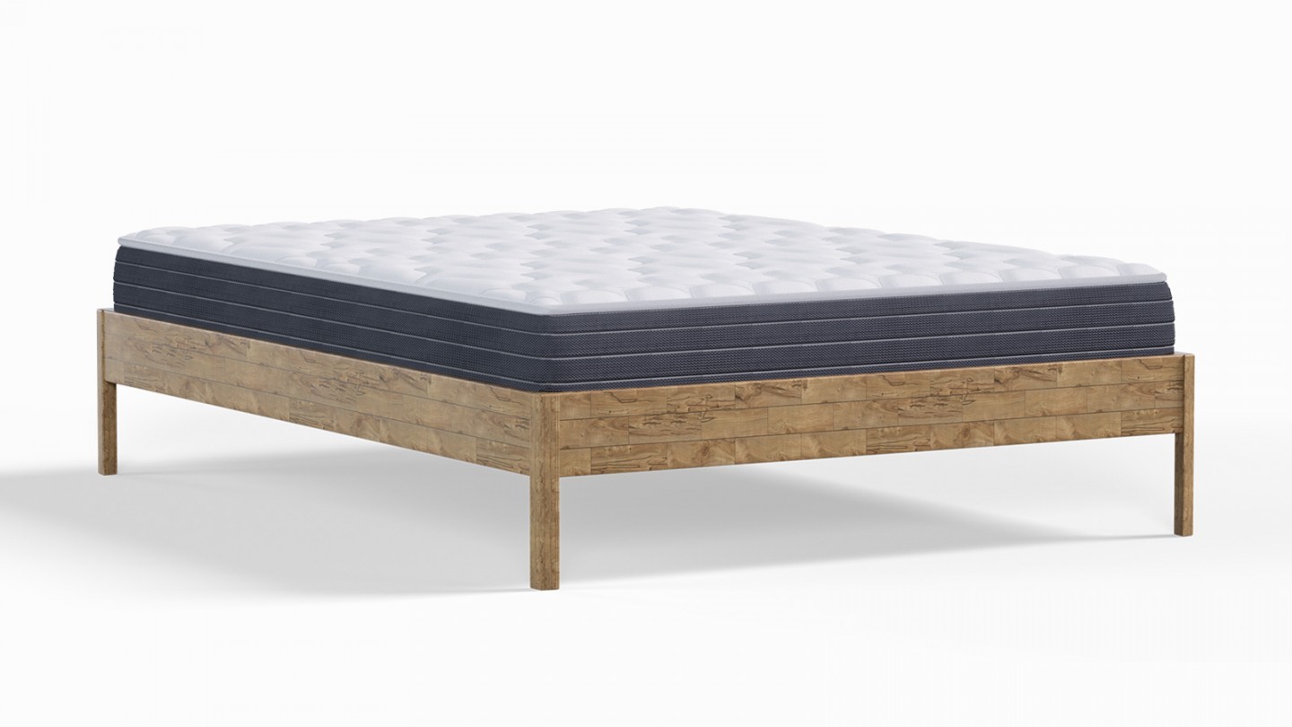 Ensemble lit adulte 160x200 cm en chêne massif Aina + Matelas mémoire de forme Memo HR