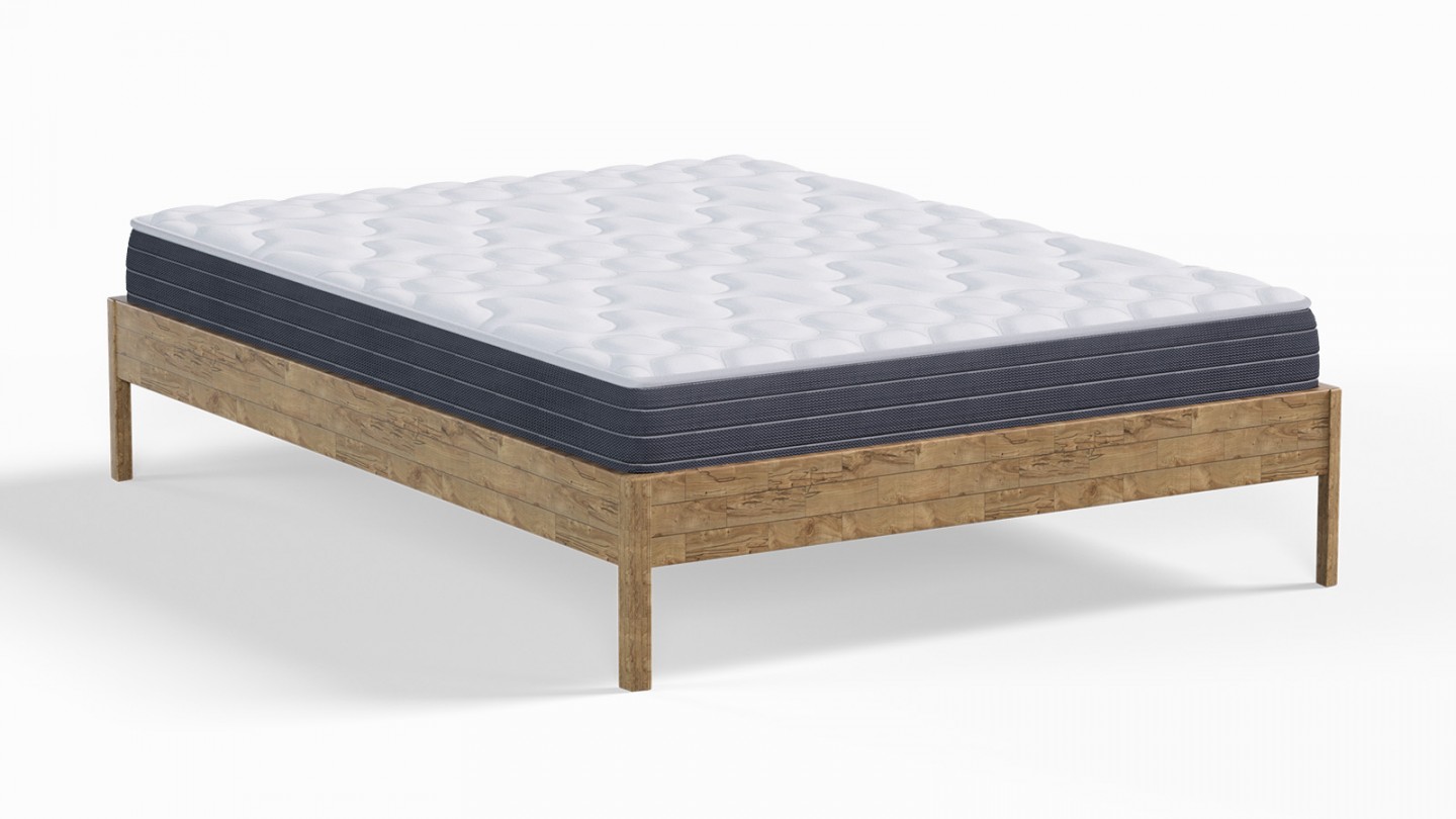 Ensemble lit adulte 160x200 cm en chêne massif Aina + Matelas mémoire de forme Memo HR