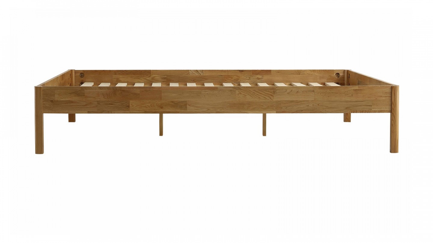 Ensemble lit adulte 180x200 cm en chêne massif Aina + Matelas mémoire de forme Memo HR