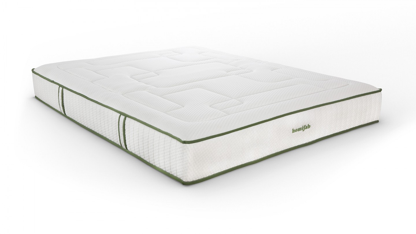 Ensemble lit adulte 140x190 cm placage bois avec tête de lit en cannage Leonie + Matelas Latex naturel Latex Luxury