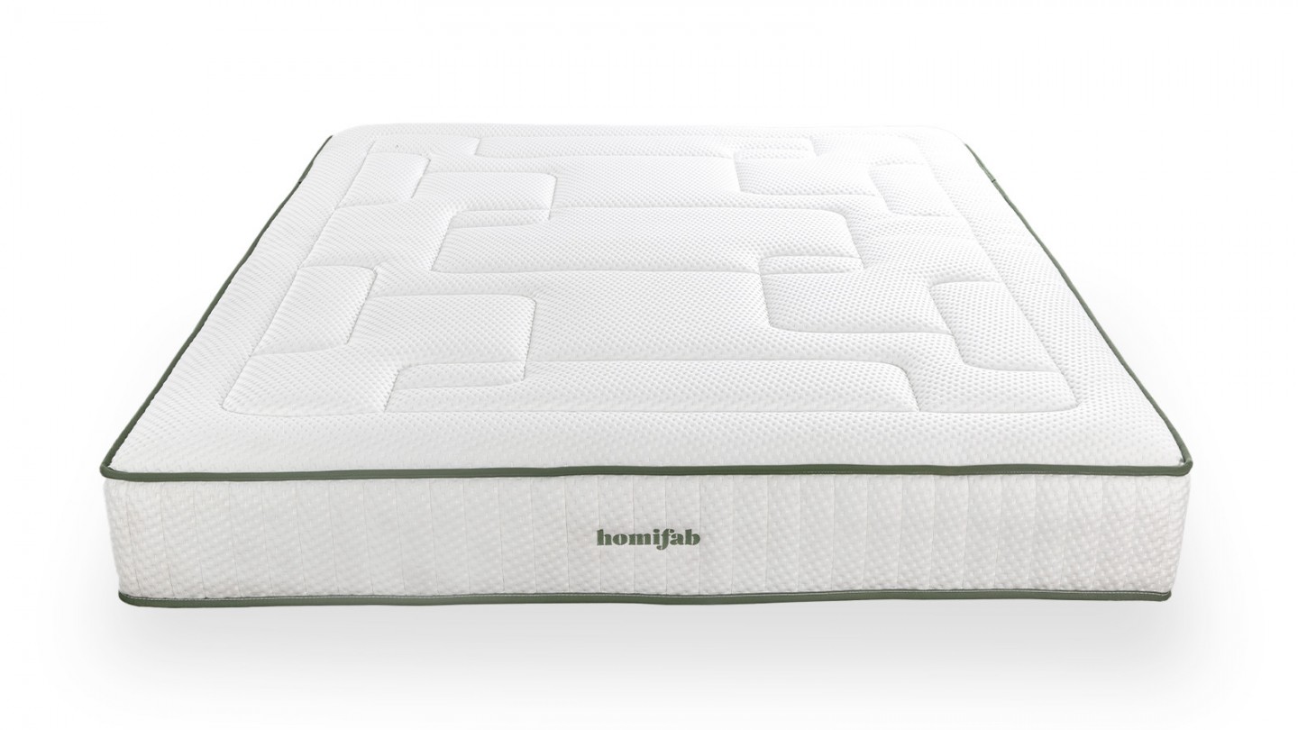 Ensemble lit adulte 180x200 cm placage bois avec tête de lit en cannage Leonie + Matelas Latex naturel Latex Luxury