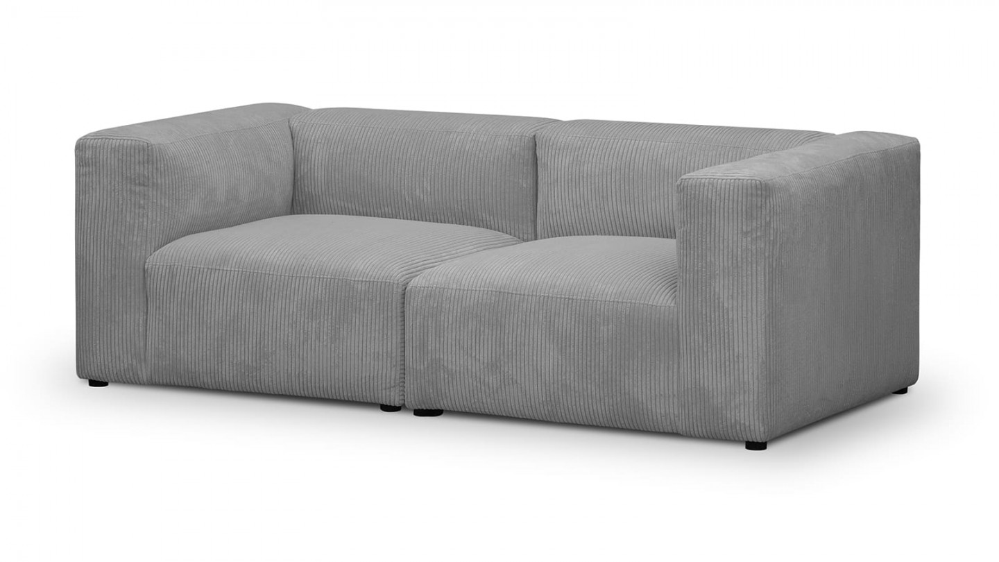 Canapé modulable 3 places en velours côtélé gris clair - Modulo Canapé modulable 3 places en velours côtélé gris clair - Modulo