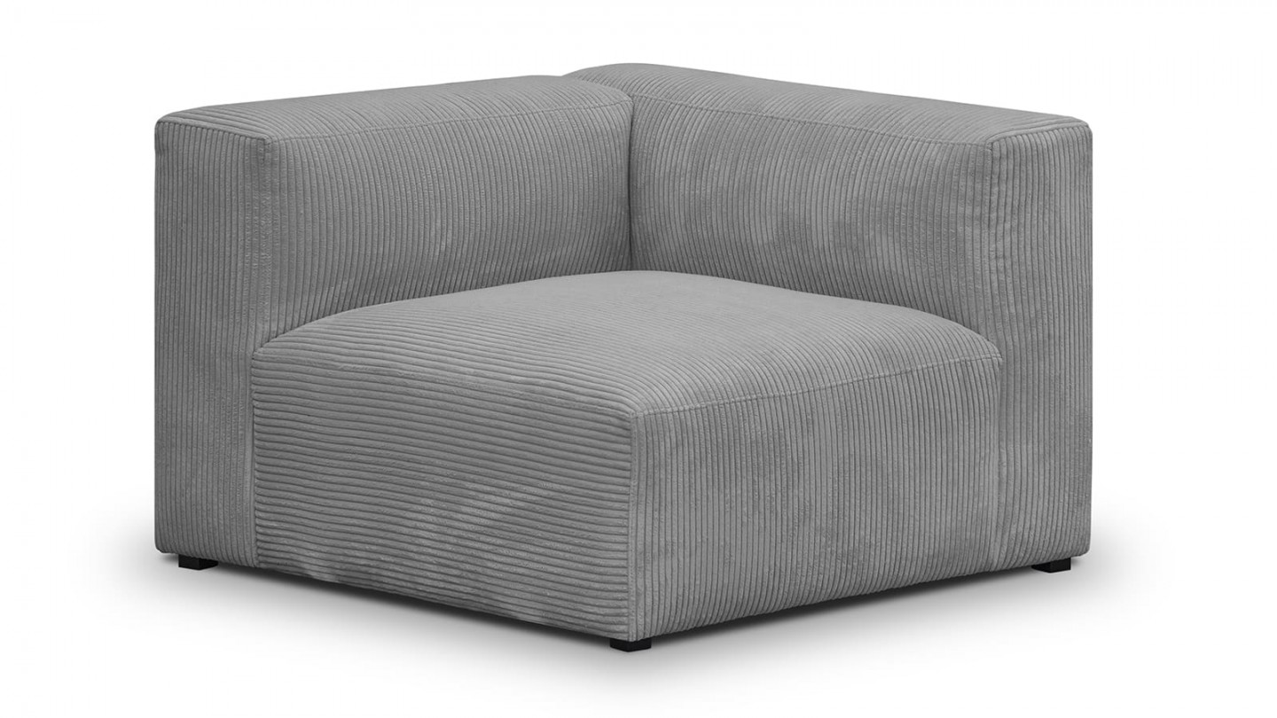 Canapé modulable 3 places en velours côtélé gris clair - Modulo Canapé modulable 3 places en velours côtélé gris clair - Modulo
