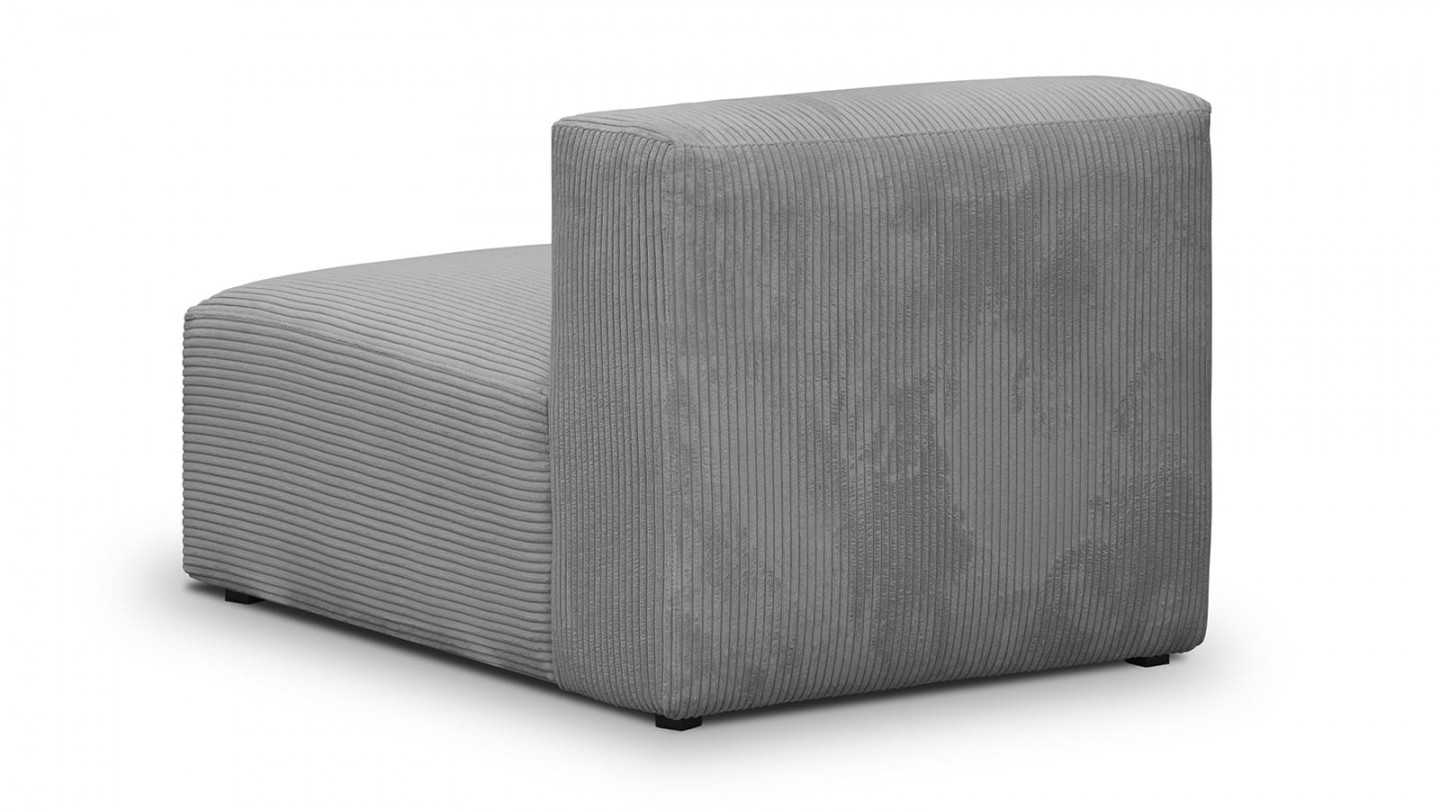 Canapé d'angle à droite modulable avec méridienne 5 places en velours côtelé gris clair - Modulo Canapé d'angle à droite modulable avec méridienne 5 places en velours côtelé gris clair - Modulo