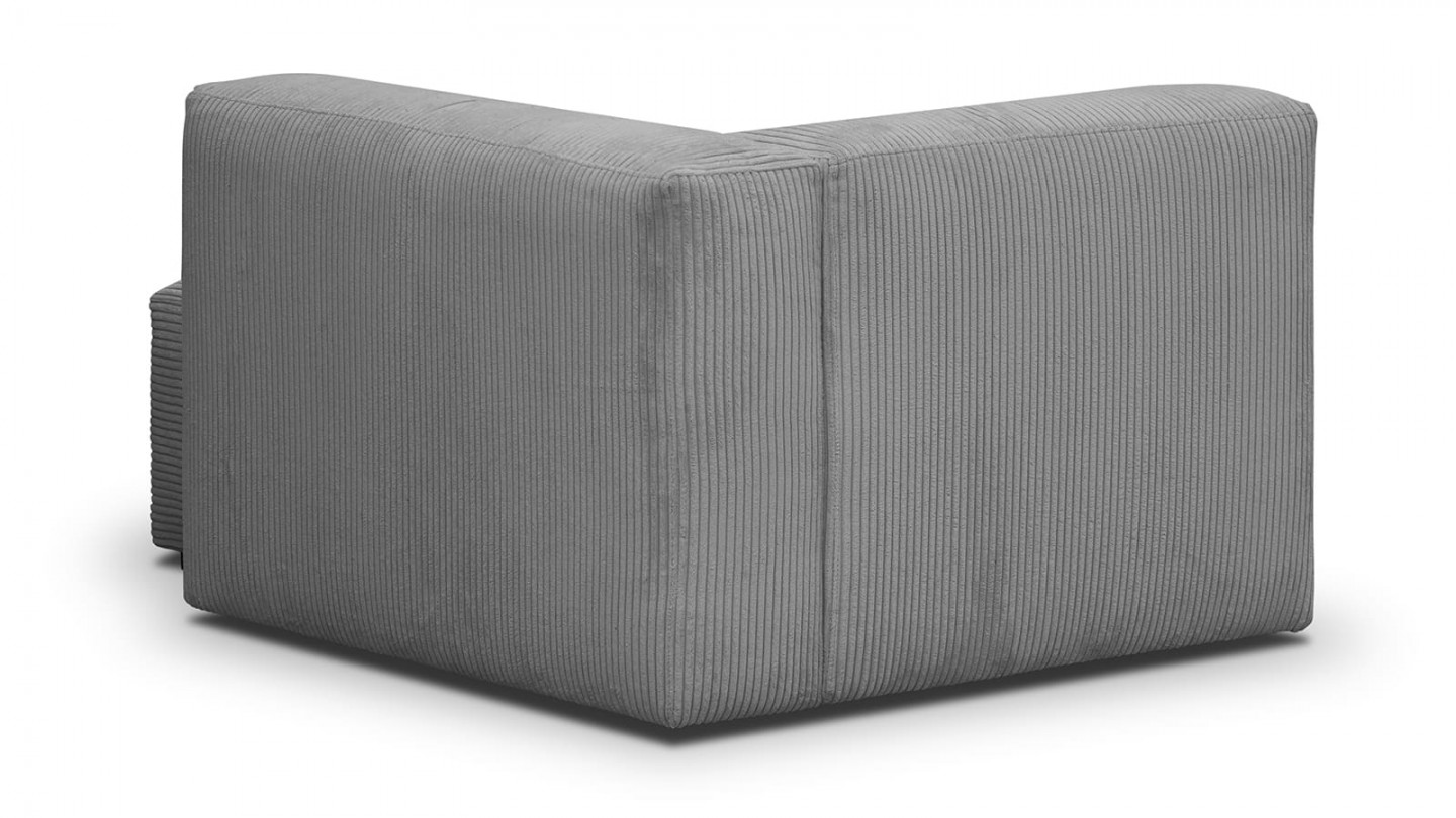 Canapé d'angle à droite modulable avec méridienne 3/4 places en velours côtelé gris clair - Modulo Canapé d'angle à droite modulable avec méridienne 3/4 places en velours côtelé gris clair - Modulo