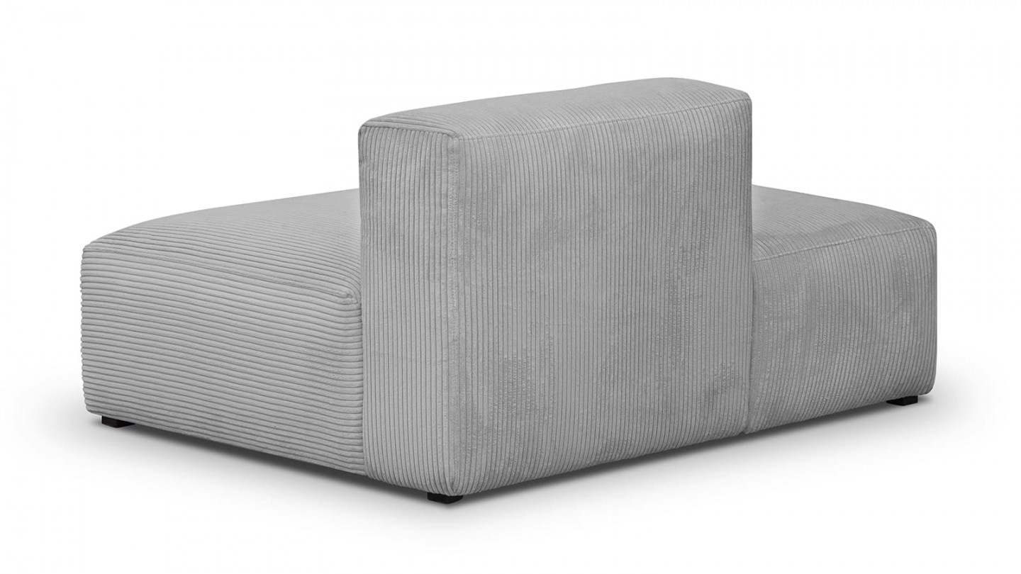 Canapé d'angle à droite modulable avec méridienne 3/4 places en velours côtelé gris clair - Modulo Canapé d'angle à droite modulable avec méridienne 3/4 places en velours côtelé gris clair - Modulo