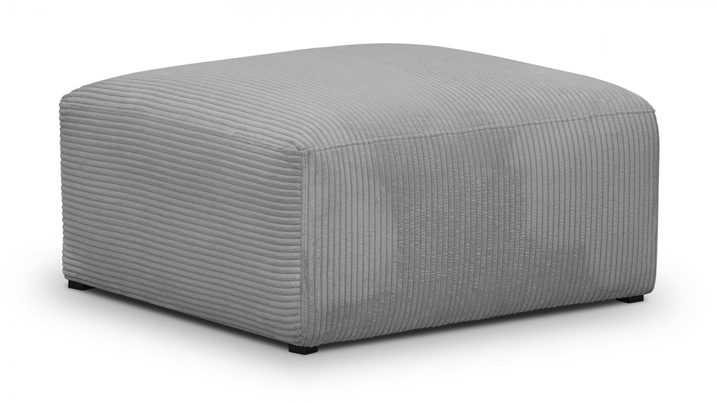 Pouf / repose-pieds modulable en velours côtelé gris clair - Modulo