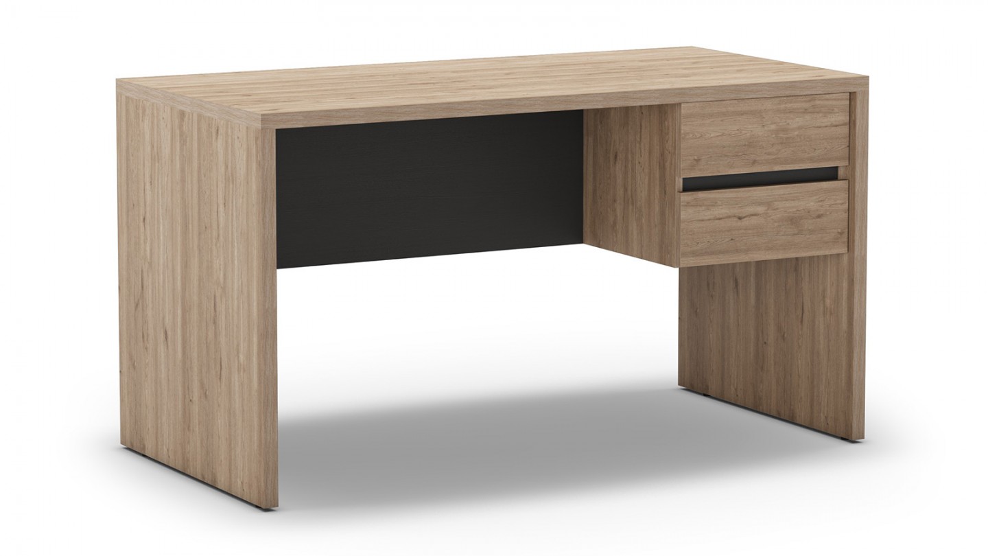 Bureau 2 tiroirs effet bois et noir 136 cm - Jess