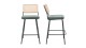 Lot de 2 tabourets de bar en velours côtelé vert et cannage naturel - Muse
